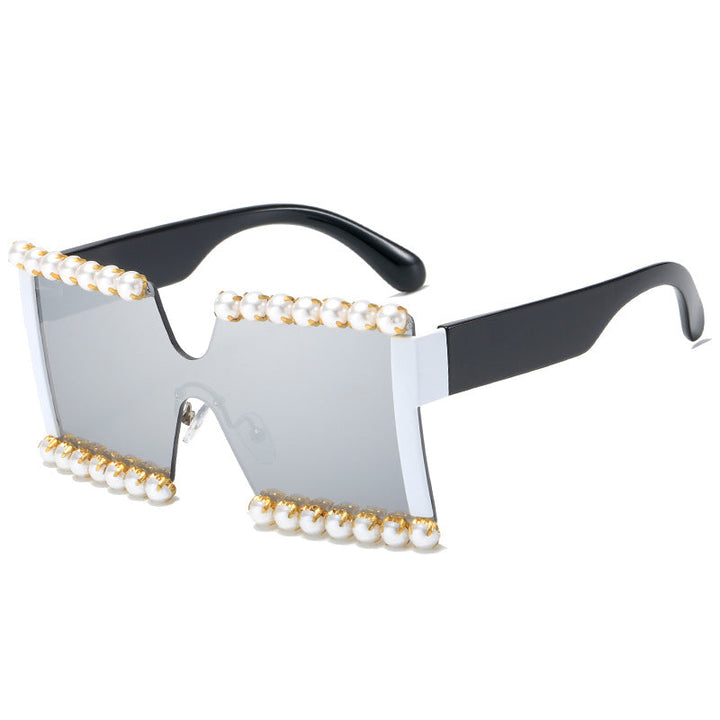 Ladies extravagant rectangular sunglasses with pearl decoration and UV protection Kalsten