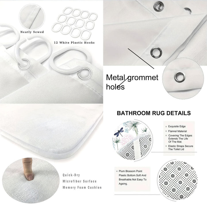 Artistic Dragonfly-Themed Four-Piece Digital Bathroom Set Kalsten