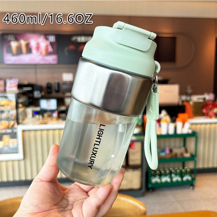 Women insulated drinking bottle with non-slip silicone ring and integrated straw Kalsten