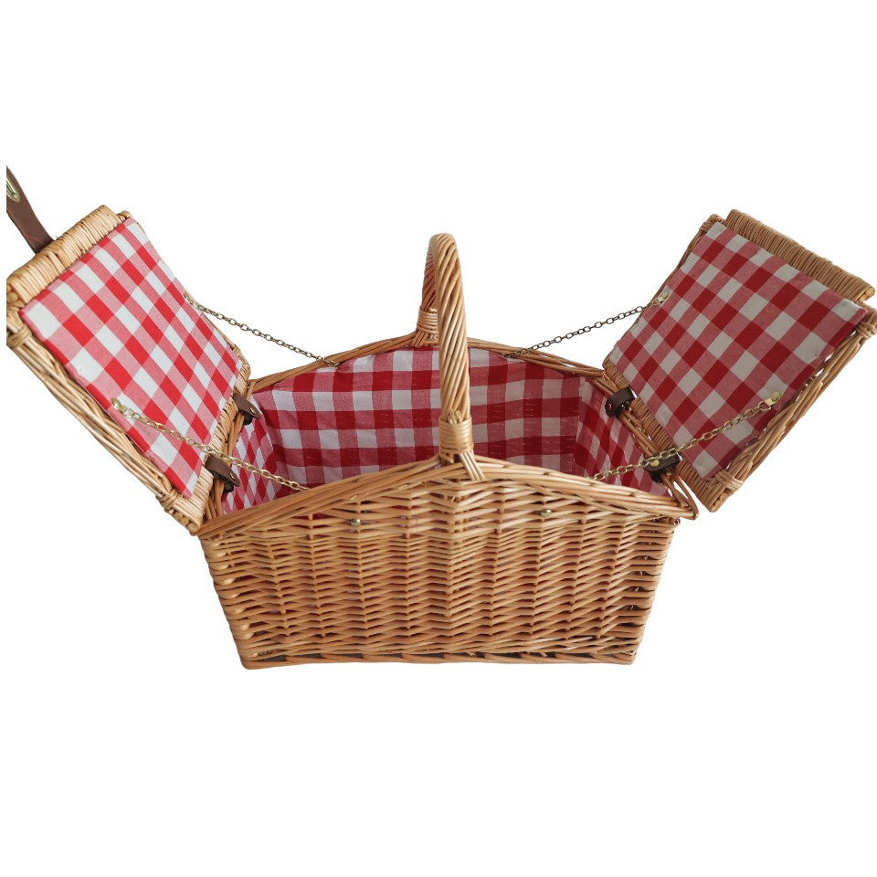 Ladies picnic basket with removable compartments and stylish checkered fabric Kalsten