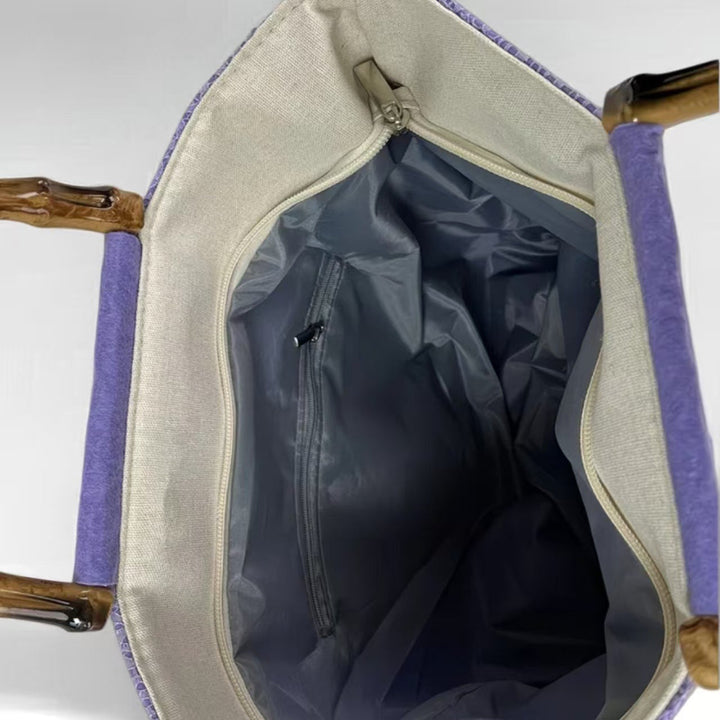 Elegant cotton bag with bamboo handles Kalsten