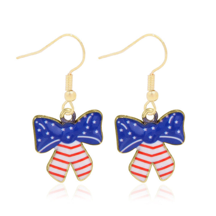 Women's star-shaped enamel earrings with USA flag motif and gold-plated fish Kalsten