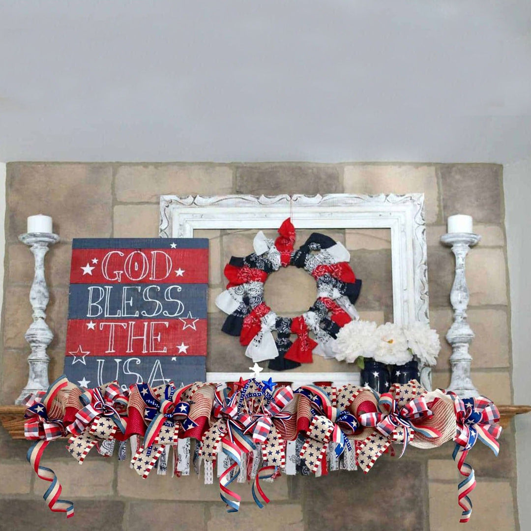 Unisex decorative garland made of jute and bows with star applications 90cm Kalsten