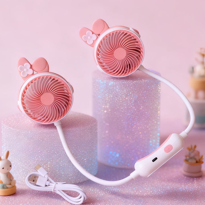 Ladies Portable Neck Fan with Dual Fan Kalsten