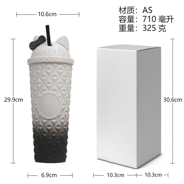 Ladies playful drinking cup with cat ears and integrated straw Kalsten
