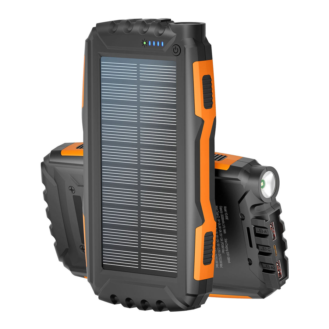Solar power bank with integrated LED flashlight and multiple charging ports Kalsten