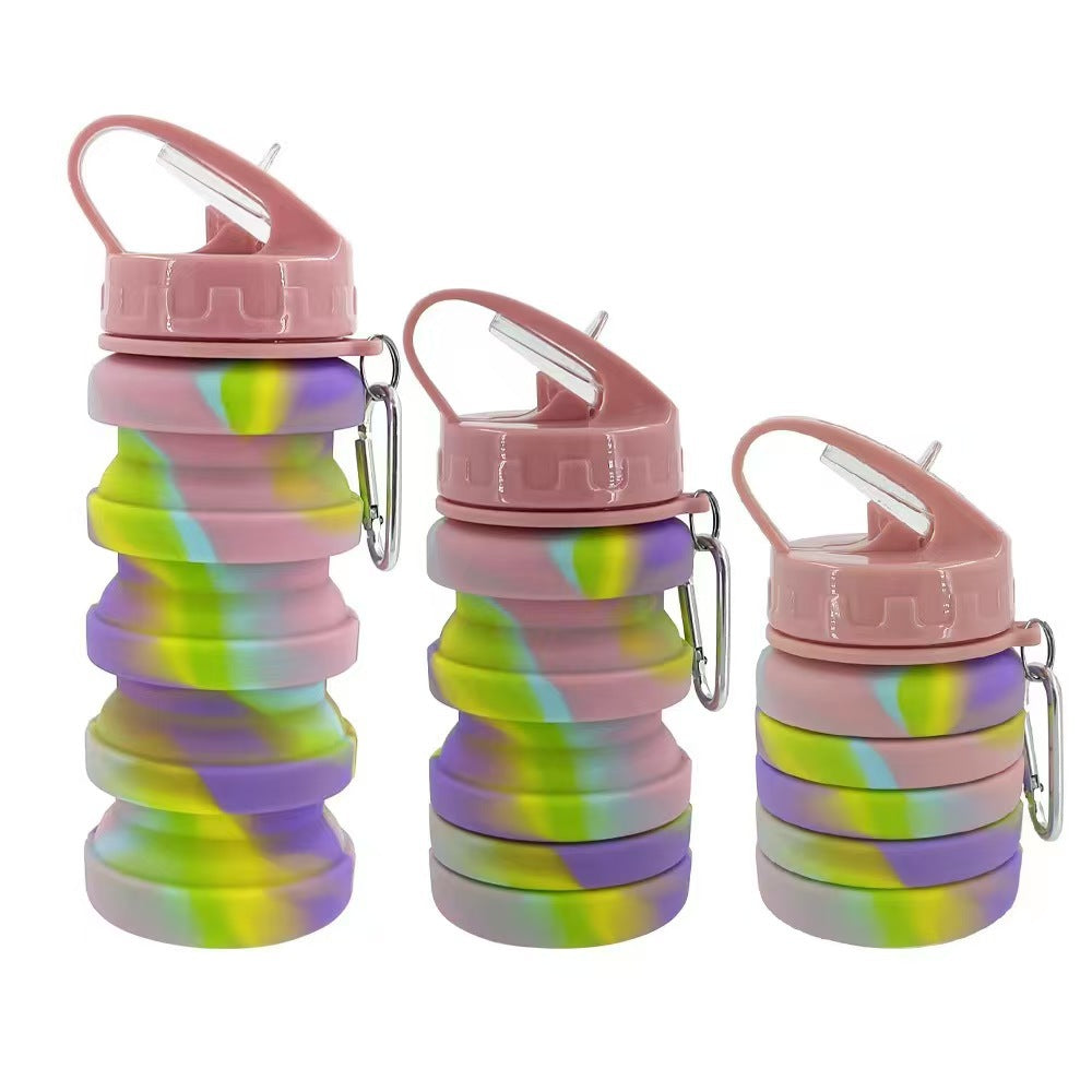 Women's foldable silicone drinking bottle with carabiner Kalsten