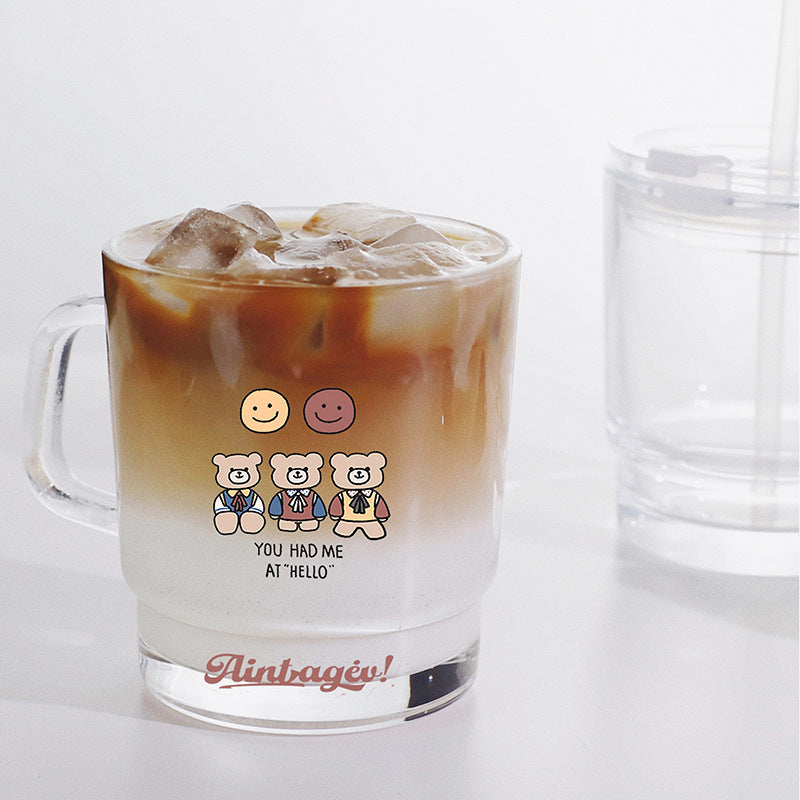 Ladies funny tea glass cup with artistic cat design Kalsten