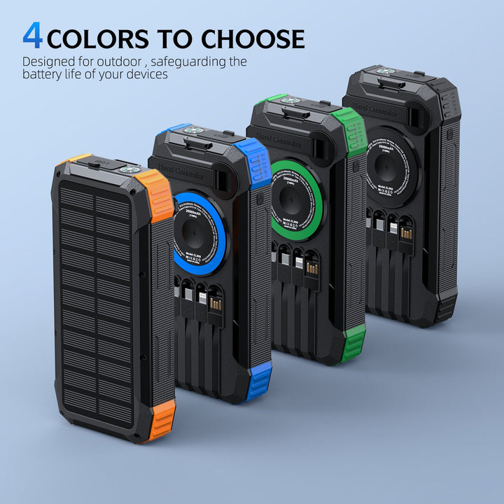 Multifunctional Solar Power Bank with LED Light and Integrated Charging Cable Kalsten