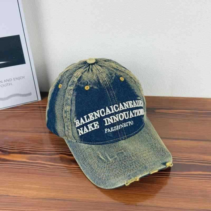 Unisex Vintage-Inspired Distressed Denim Baseball Cap Kalsten