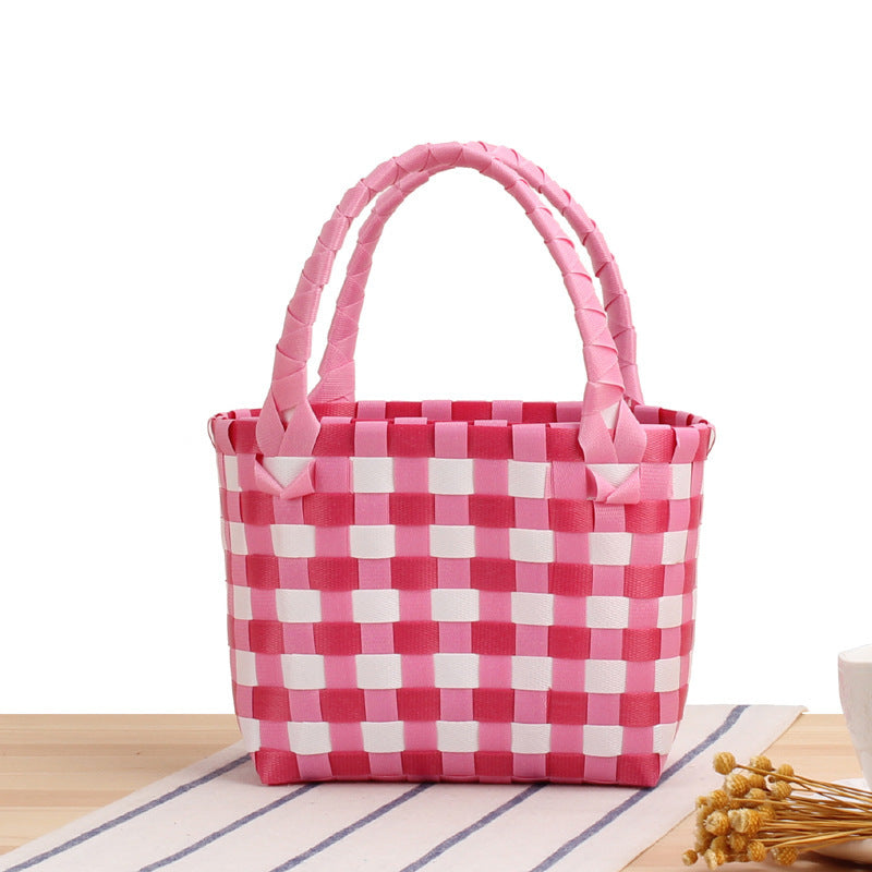 Handcrafted Tote Bag in Modern Check Pattern Kalsten