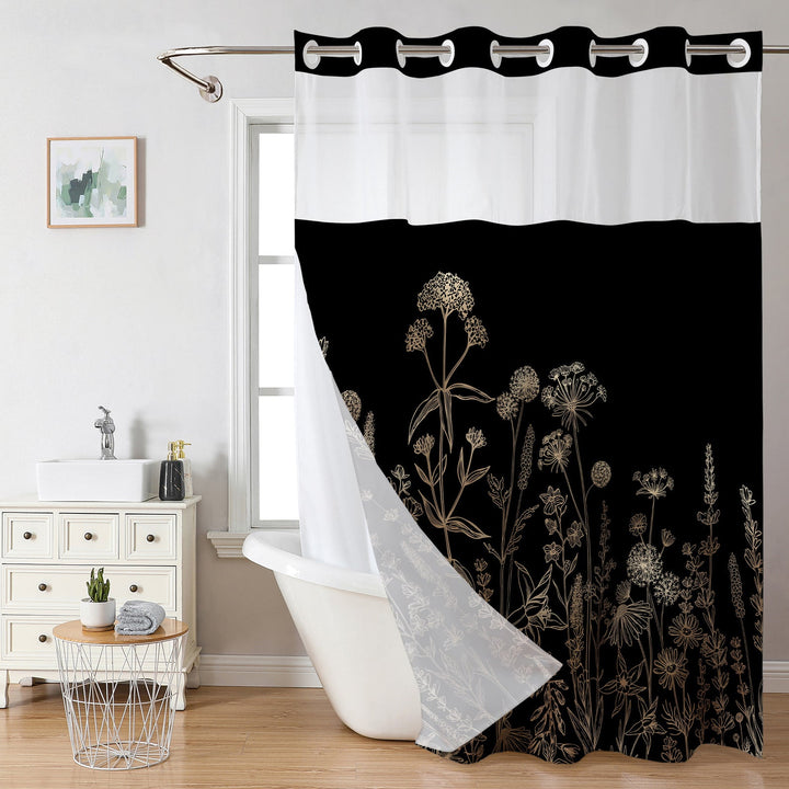 Elegant Floral Print Shower Curtain Kalsten