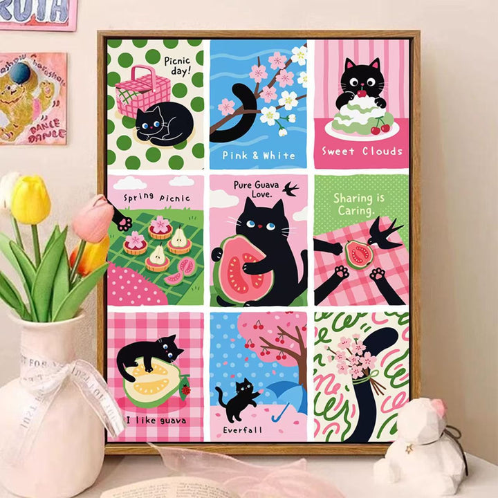 Playful Cat-Themed Illustrated Wall Art Kalsten