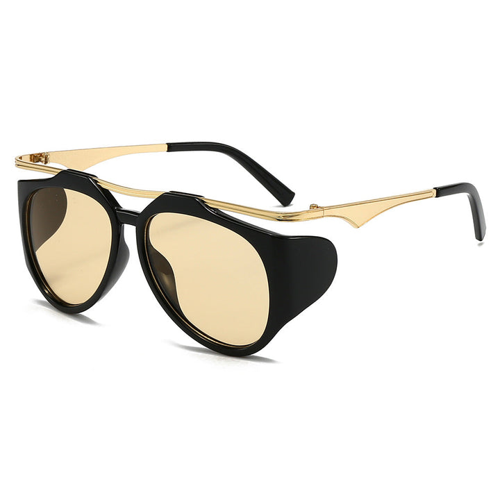 Ladies Fashion Sport Sunglasses with Oversized Frame and Golden Accents Kalsten