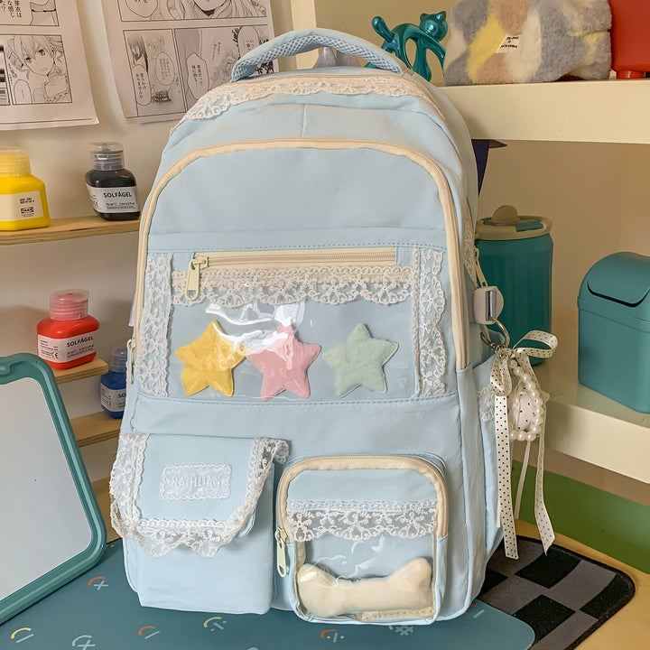 Cute Decorative Star-Embellished School Backpack