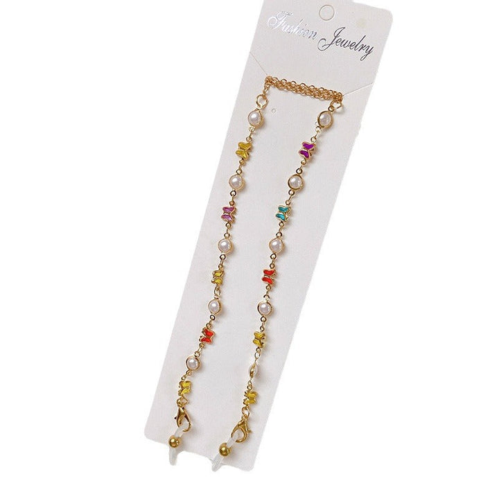 Stylized glasses holder chain with colorful crystals Kalsten