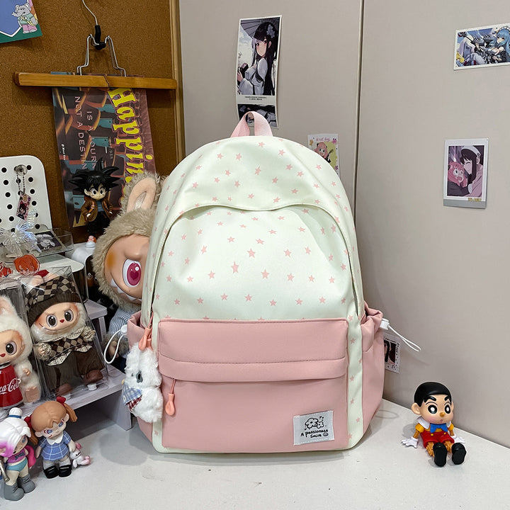 Lightweight Star-Patterned School Backpack