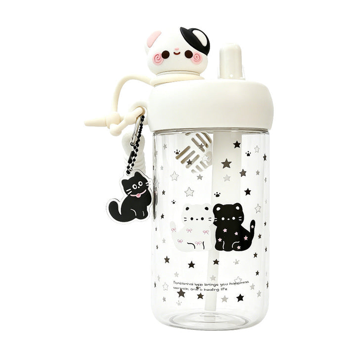 Ladies' water bottle with animal motifs and integrated straw Kalsten