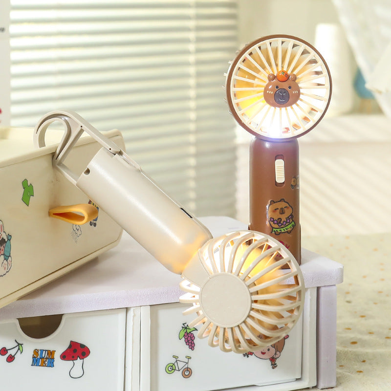 Women Portable Hand Fan with Cute Bear Design and LED Lighting Kalsten