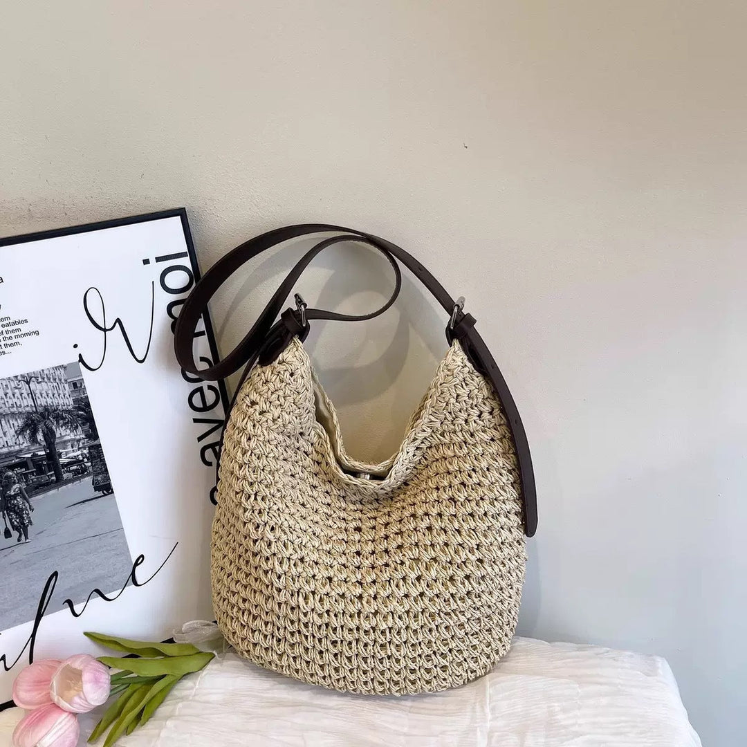 Handcrafted macrame shoulder bag with leather straps Kalsten