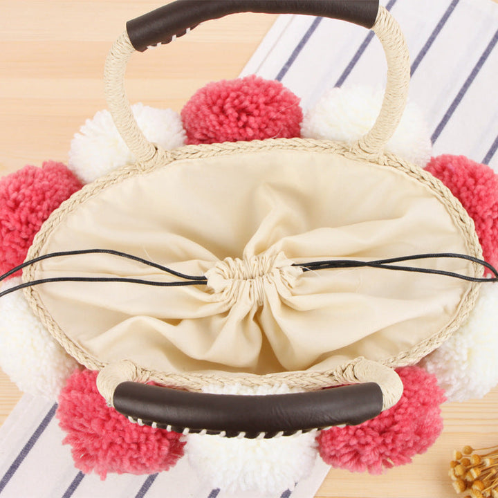 Basket bag with decorative pompons Kalsten
