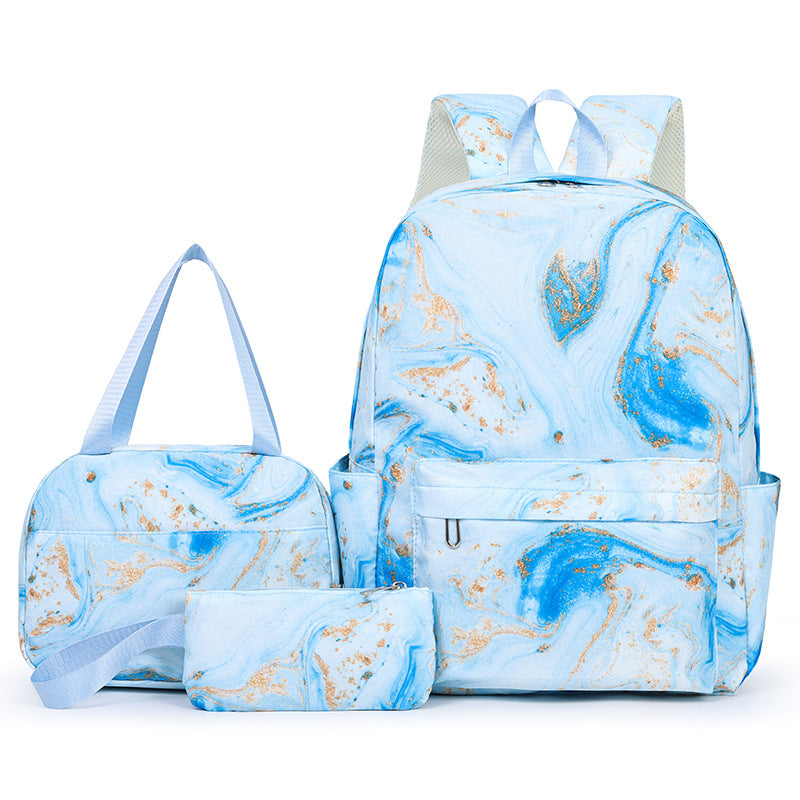Marble Pattern Multi-Piece Backpack Set