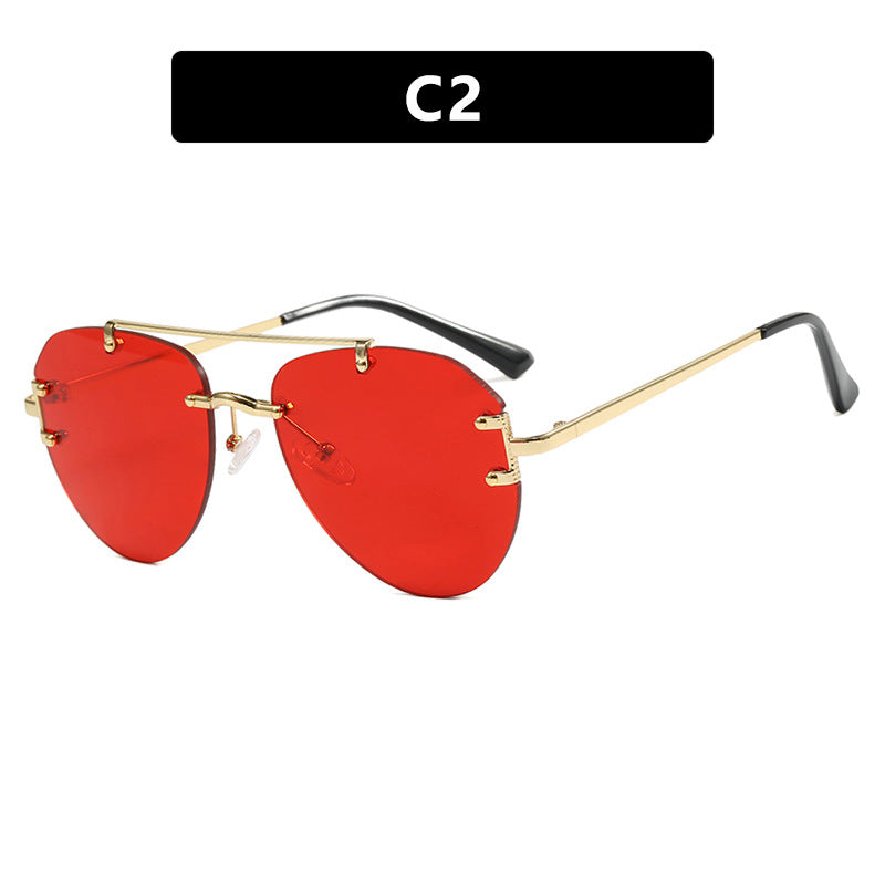 Women modern pilot sunglasses with gradient lenses and slim metal frame Kalsten