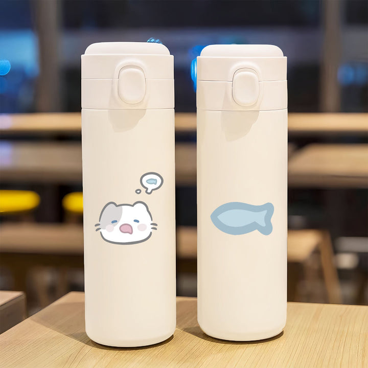 Women's insulated drinking bottle with secure flip-top lid and cute cat design Kalsten