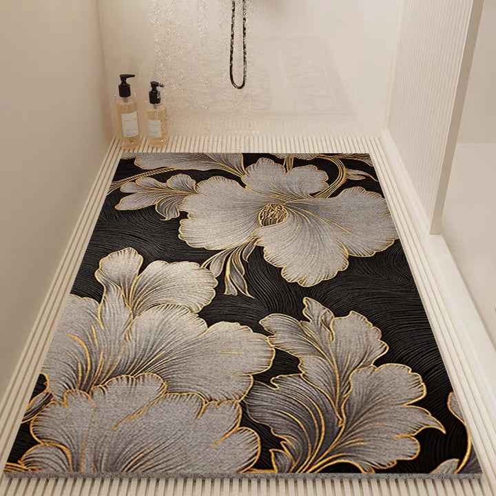Elegant Floral Patterned Bath Mat Kalsten