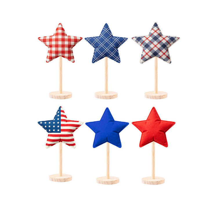 Unisex decorative fabric star display with wooden base Kalsten