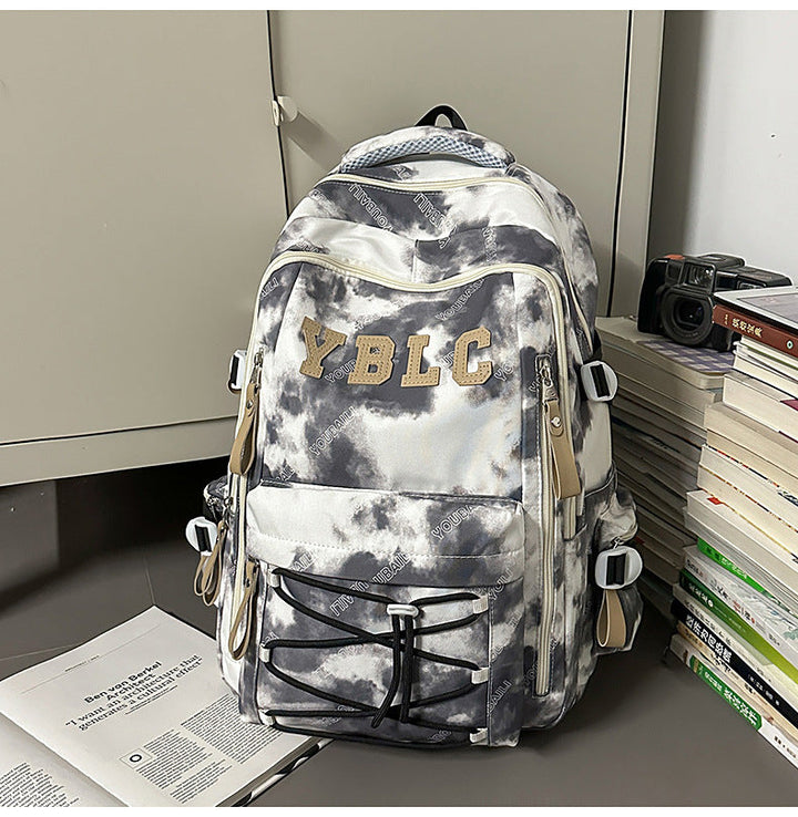 Multi-Compartment Cloud-Patterned School Backpack