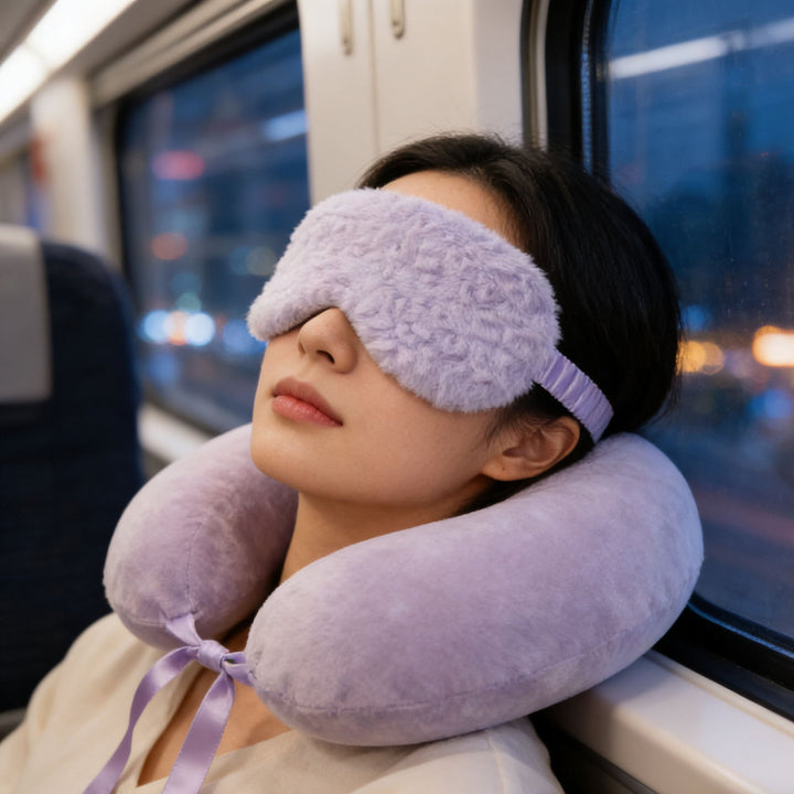 Women's luxury sleep mask with voluminous faux fur cover and softly padded eye area Kalsten