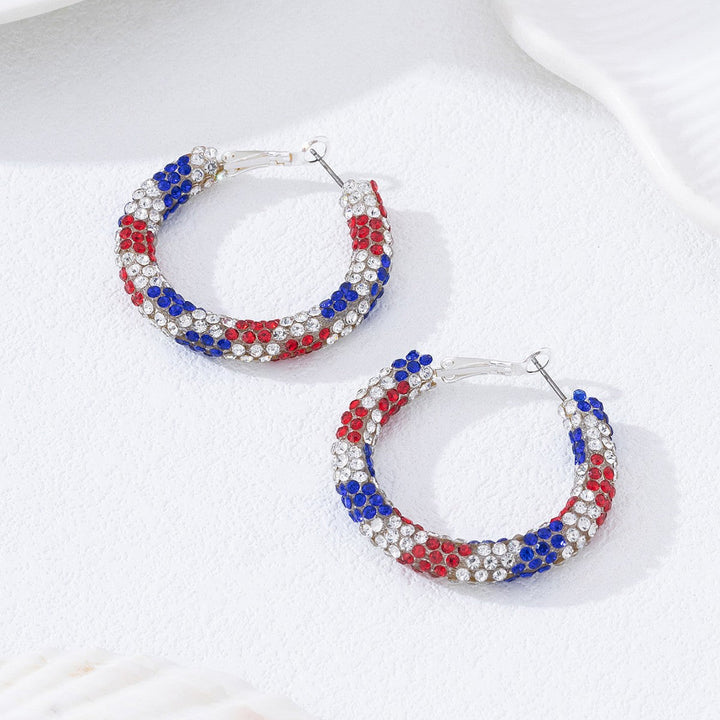 Women's nan pave rhinestone encrusted hoop earrings with secure leverback closure Kalsten