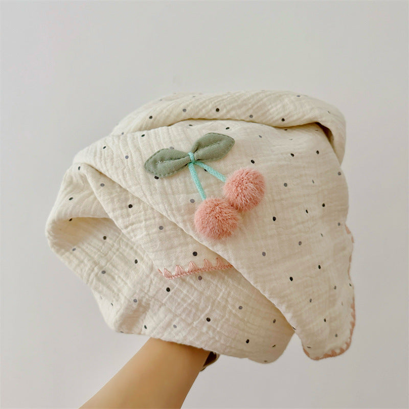 Unisex Cozy Muslin Blanket with Playful Pom-Pom Design Kalsten