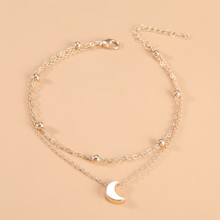 Double Layered Moon Charm Anklet Kalsten