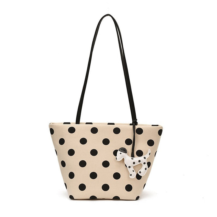 Polka Dot Canvas Shoulder Tote Kalsten