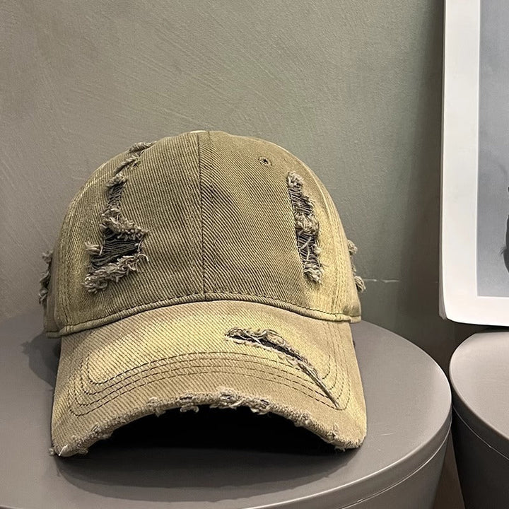 Women's Distressed Black Denim Baseball Cap Kalsten