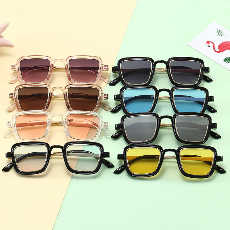 Women's square sunglasses with transparent frame and gold accents Kalsten