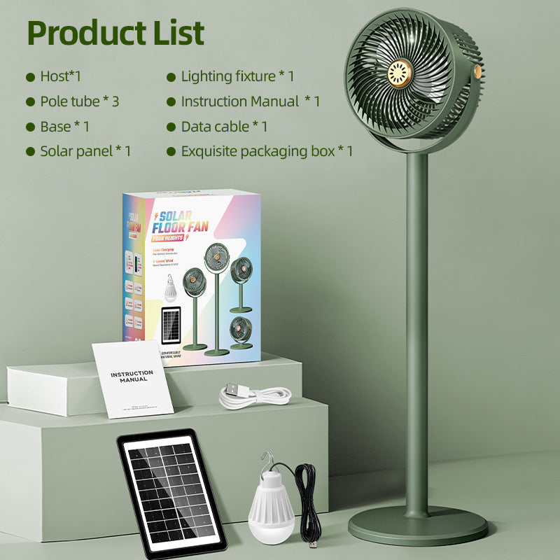 Unisex Solar-Powered Multi-Functional Floor Fan Kalsten