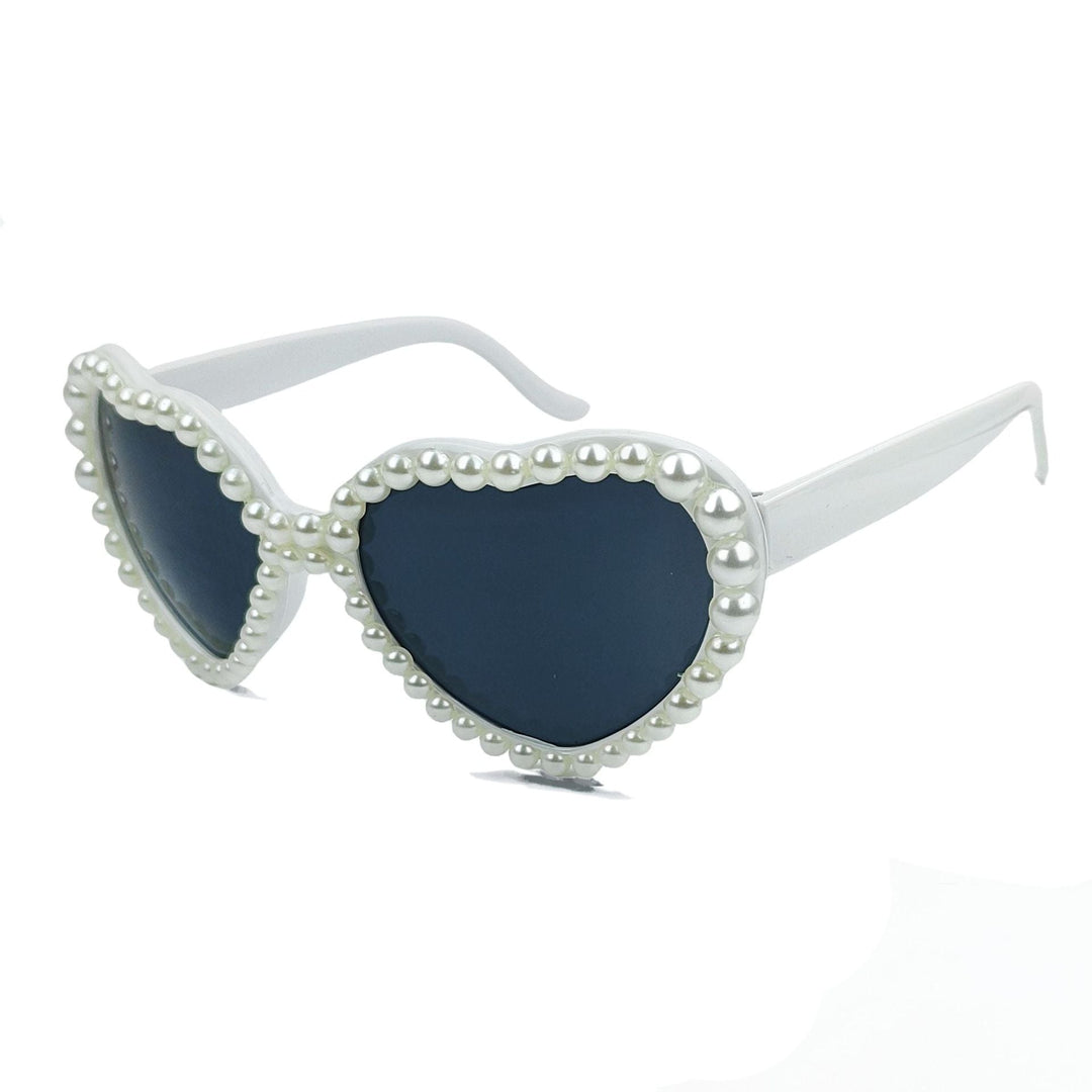 Women's Heart-Shaped Sunglasses with Glitter Stone Trim Kalsten
