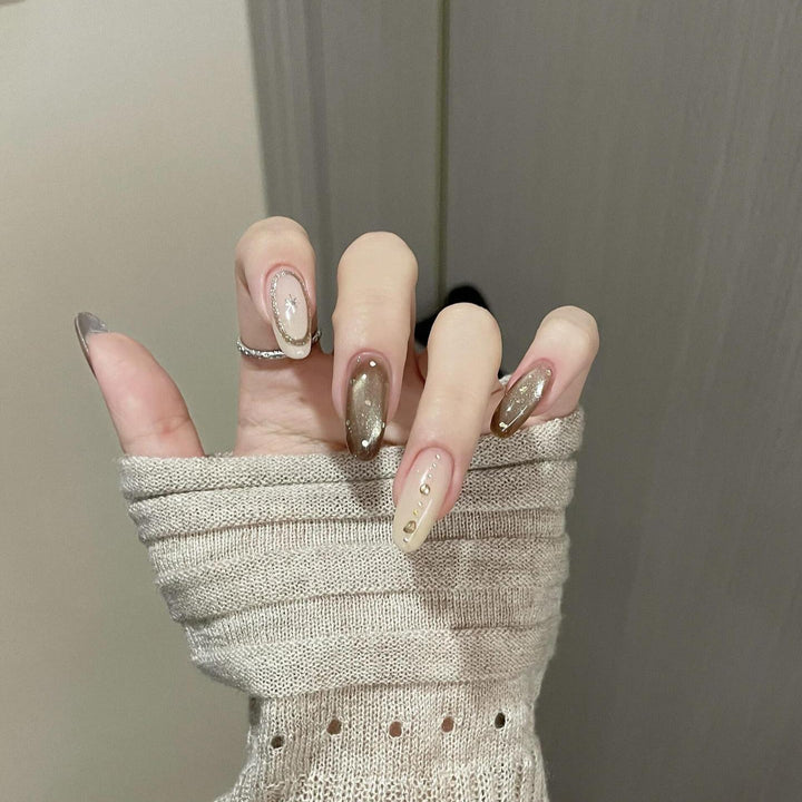 Artificial nails with glitter and star design Kalsten