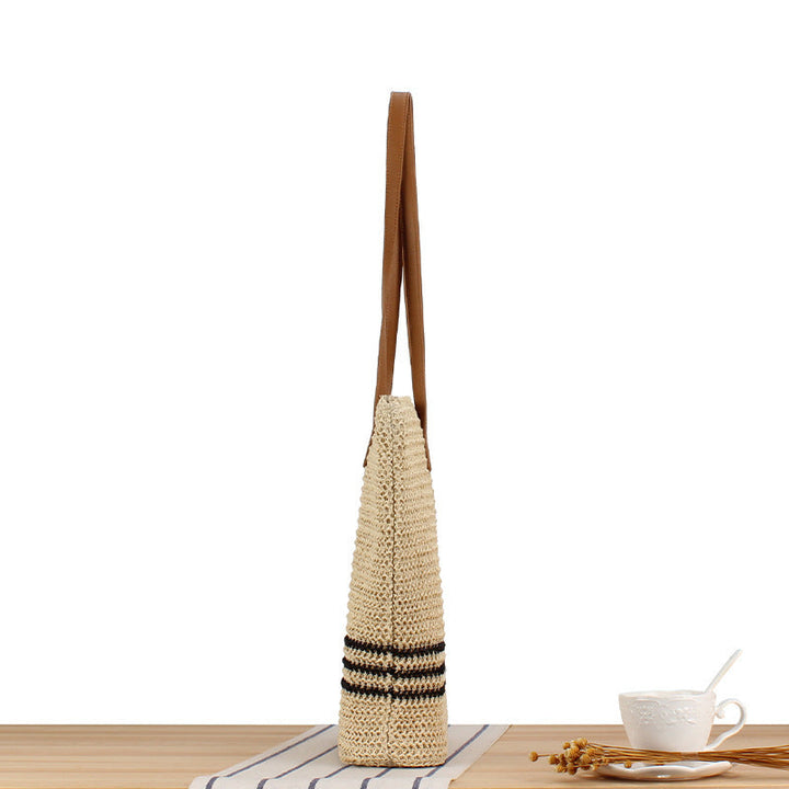 Braided beach bag with leather handles Kalsten
