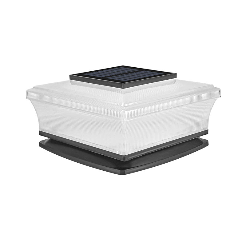Low-Profile Solar-Powered Square Deck And Fence Post Cap Light With Frosted Diffuser And Integrated Solar Panel Kalsten