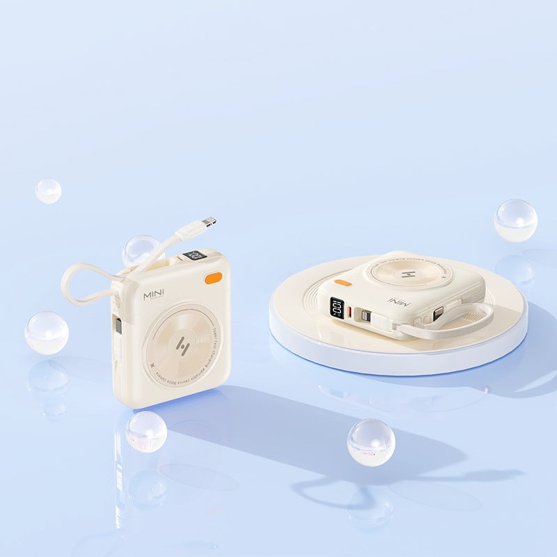 Compact power bank with integrated cable and LED display Kalsten