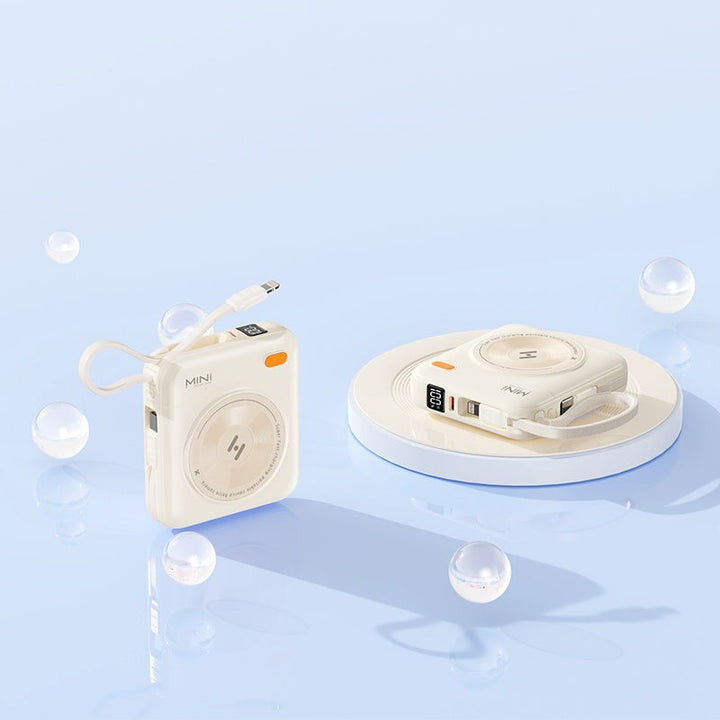 Compact power bank with integrated cable and LED display Kalsten