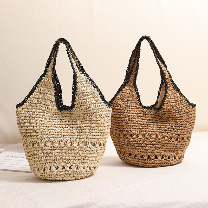 Handmade straw bag with decorative details Kalsten