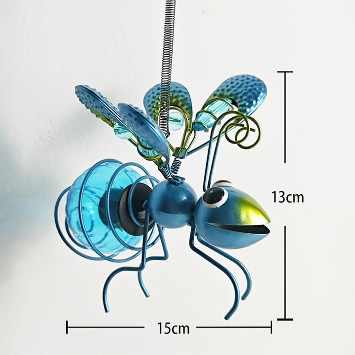 Whimsical Hanging Glass Bee Solar Garden Lantern Ornament Kalsten