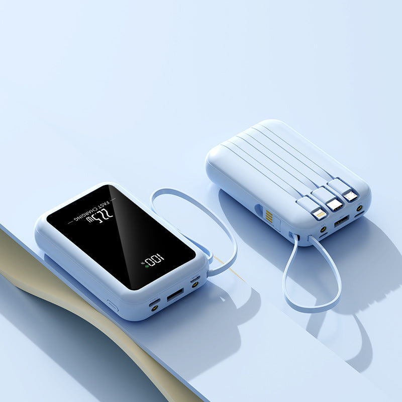 Portable power bank with integrated digital display and versatile cable system Kalsten