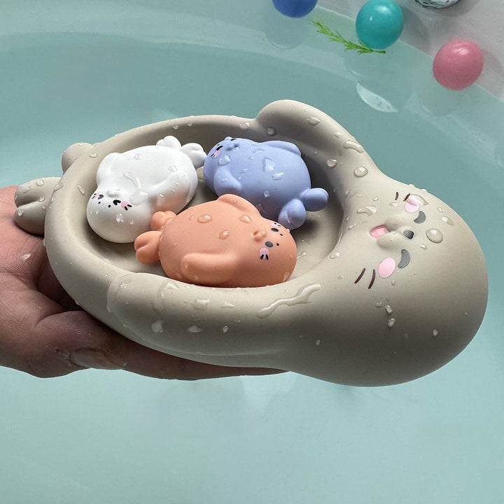 Unisex Bath Fun Toy Set with Cute Hippopotamus Figures Kalsten