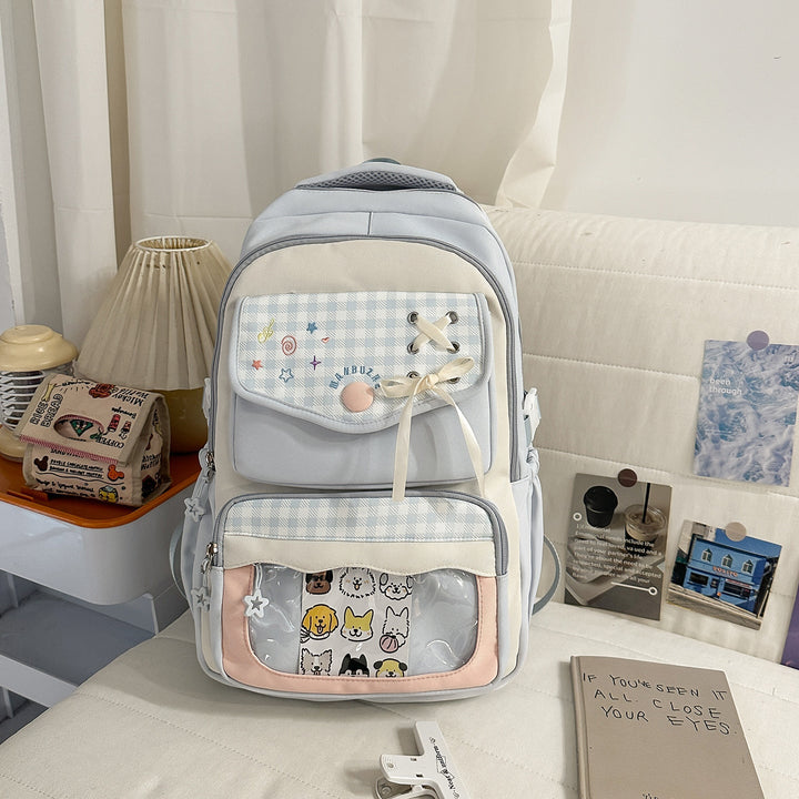 Stylish Gingham Pattern School Backpack
